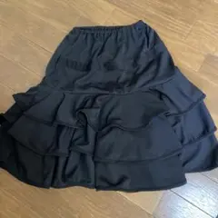 社交ダンス黒 フレアスカート 3層 ミニスカート