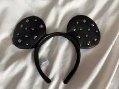 スタッズ付きブラックミッキー耳カチューシャ