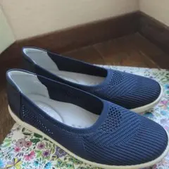 ネイビー メッシュ ウォーキングシューズ 23 EEE