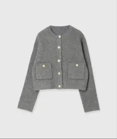 【新品】anuans ラクーンブレンドノーカラーニットジャケット