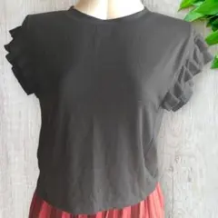 ARCHIVES フリルスリーブ ブラックカットソー Tシャツ Mサイズ 600のサムネイル