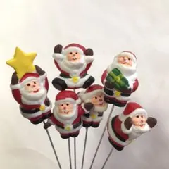 【新品】サンタクロース✨フラワーピック6本セット