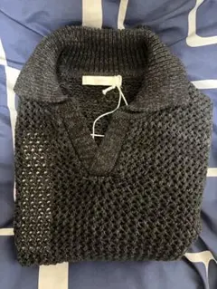 WYM LOW GAUGE MESH KNIT POLO チャコール Sサイズのサムネイル