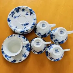 Adam &Eve 青いブドウ模様のカップ・ソーサー（5セット）