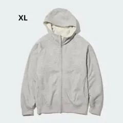 未使用品！ユニクロ ヒートテックボアスウェットフルジップパーカ グレー XL