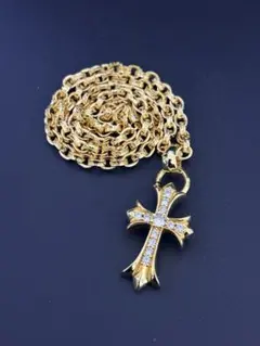 ネックレス ペーパーチェーン タイニー クロス シルバー ゴールド ジルコニア