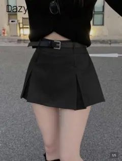 SHEIN DAZY ブラック プリーツスカート ベルト付き