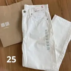 【新品】完売★UNIQLOスラウチテーパードアンクルジーンズ25 ホワイト