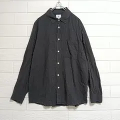 H&M リネンコットン長袖シャツ RELAXED FIT チャコールグレー Lのサムネイル