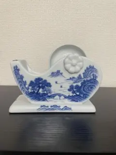 骨董品】陶枕（とうちん） 陶器製 枕 染付 松竹梅 縁起柄 アンティーク