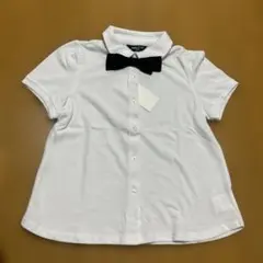 新品☆コムサイズム　黒リボン付き白半袖ブラウス130㎝