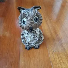 陶器製フクロウ置物 約15cm