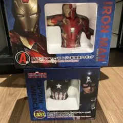 happyくじ　アイアンマン　キャプテン・アメリカ　胸像フィギュア　シビルウォー