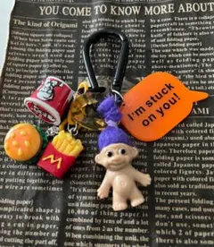 じゃらじゃらキーホルダー　妖精人形　ファストフード　ポテト　ハンバーガー