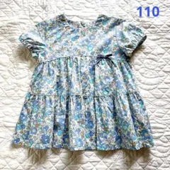 美品☆センスオブワンダー ティアード半袖チュニック リバティ ブルー 110cm