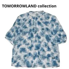 トゥモローランドコレクション　ギンゴフラワープリントネックタックブラウス　透け感のサムネイル