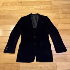 60sビンテージ！濃紺ベロア テーラードジャケットS