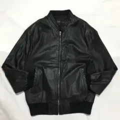 【個性派古着】90s レザージャケット　本革　シングル　黒ブルゾン　牛革　Ｌ