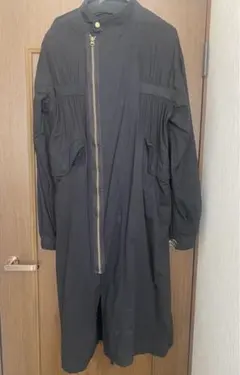 attrayant ギャザーロングコート　アウター　スタンドカラー