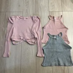 SHEIN リブ編み クロップドTシャツ 3枚セット 7Y