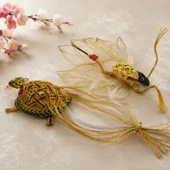【日本伝統工芸】水引細工 鶴亀セット 縁起物 和風インテリア 長寿 吉祥飾りのサムネイル