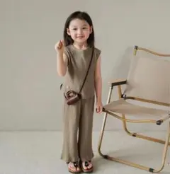 【新品未使用品】子供服 セットアップ 女の子 上下セット キャメル 110cm