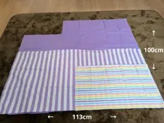 入園準備に　藤久Pudding布はぎれ3枚　紫　パステルレインボー　紫ストライプ