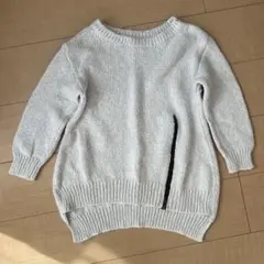 ホワイト サイドジッパー ニットセーター