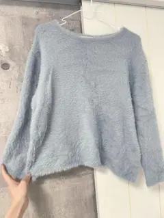 favori 水色 ファー ニット セーター/F