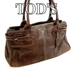 美品 トッズ 大容量 トートバッグ シボ革 ビジネス ベルト 肩掛け　y2k