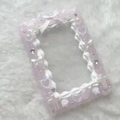 ト*ラ様 トレカケース♡ホイップデコ♡硬質ケース♡ピンク♡白♡リボン♡韓国