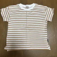 【新品】petit mainボーダー Tシャツ 110 ブラウン お名前タグありのサムネイル