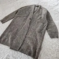 ユニクロ UNIQLO ロング カーディガン グレー L ウール 100%