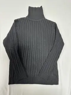 HAFOS　ケーブルニット　タートルネック セーター ブラック