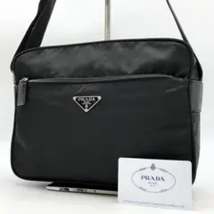 プラダ ショルダーバッグ 三角ロゴプレート テスートナイロン レザー 黒 ミニ