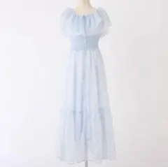 NICE CLAUP オリジナル刺繍シアーガウンワンピース