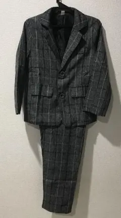 入学式　卒業式　子供用 グレー系チェック フォーマルスーツ　130センチ