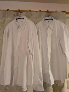 ​【2枚セット】ユニクロ ノンアイロンシャツ XL ホワイト ボタンダウン 長袖