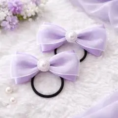 キッズ ヘアゴム リボン フォーマル 卒園入園② パープル