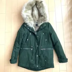zara ファーフードコート　グリーン　ザラ　アウター　ジャケット