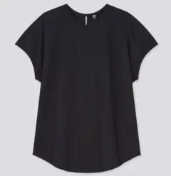 ユニクロ　UNIQLO　クレープジャージーフレンチスリーブTシャツ（半袖）黒のサムネイル