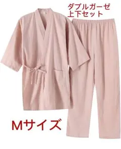 新品甚平 部屋着 M 上下セット 夏ガーゼ　作務衣 レディース　タグ付き　未使用