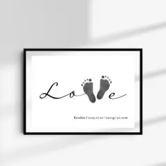 【２枚セット】 命名書 手形 足形 誕生日 一歳 ハーフバースデー ラブ