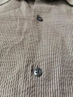 シアサッカー長袖シャツ　人気のベージュストライプM