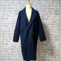 w closet ロングチェスターコート Fサイズ レディース ネイビー