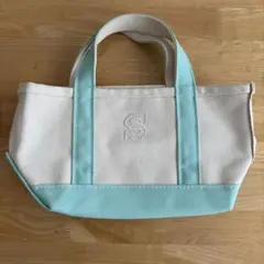美品 エルエルビーン ボートアンドトートミニ　ミントグリーン イニシャルSのサムネイル