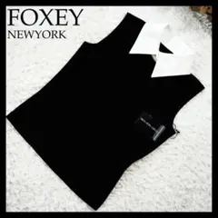 美品】FOXEY NEW YORK 襟付き半袖ブラウス ブラック 38 - メルカリ