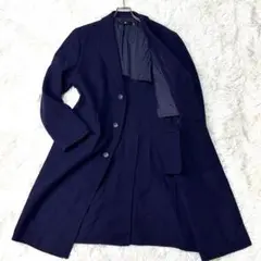 美品 UNIQLO +J チェスターコート ウールブレンド ネイビー XXL