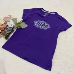 【ナイキ】フラワーロゴTシャツ スポーツウェア スリムフィット パープル M ○
