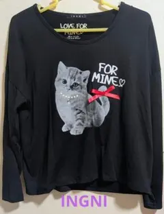 INGNI 猫プリント 長袖Tシャツ Mサイズ☆未使用タグつき